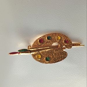 Painter's Gold Tone Broach Signed Gerrys